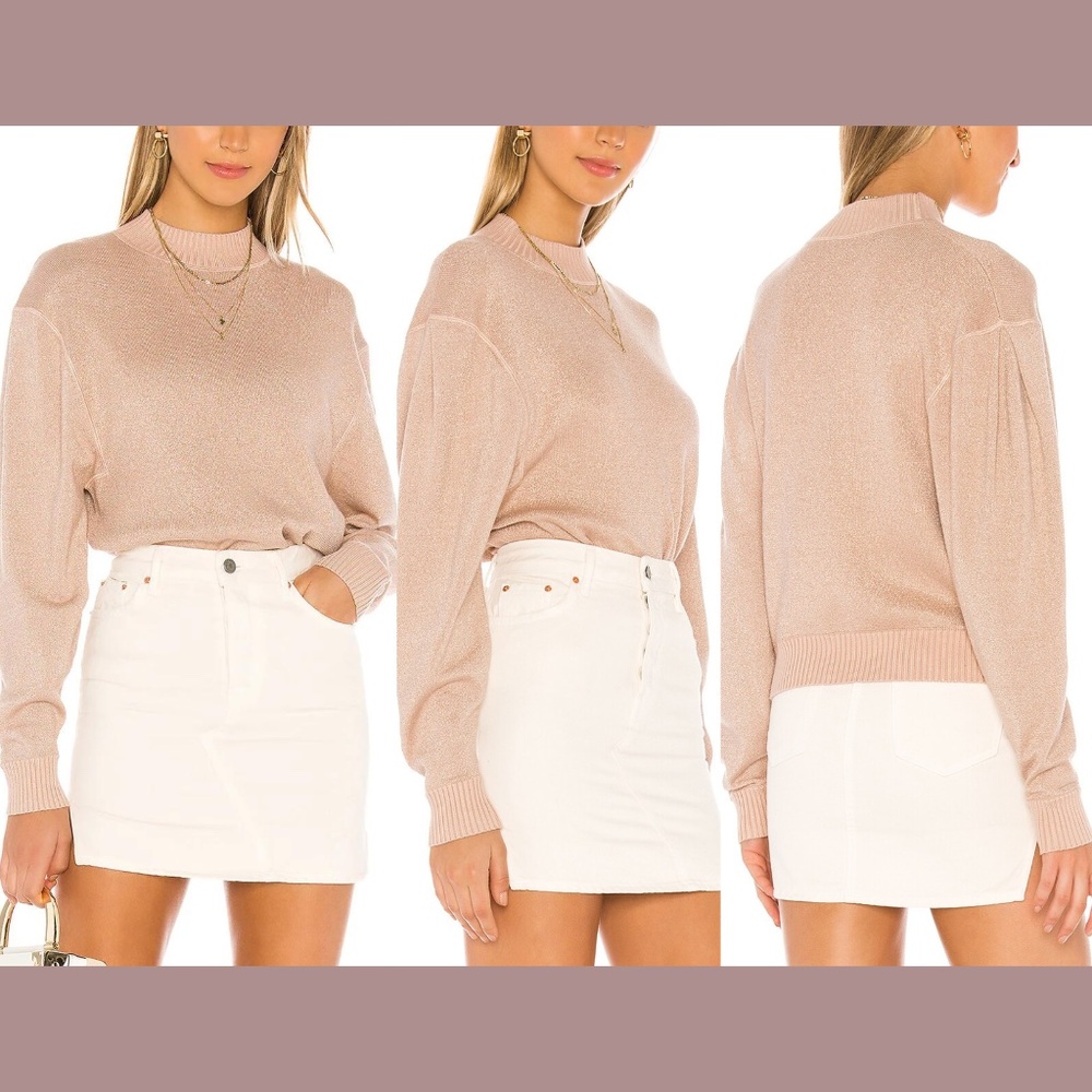 Free People [ XS ] Starry Night Shimmer Sweater in Champagne